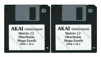 Akai S5000/S6000 Set of Two Floppy Disks Matrix-12 Oberheim Mega-Synth