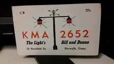 CB radio QSL postcard street lamp Bill Duane Light 1960s Norwalk Connecticut