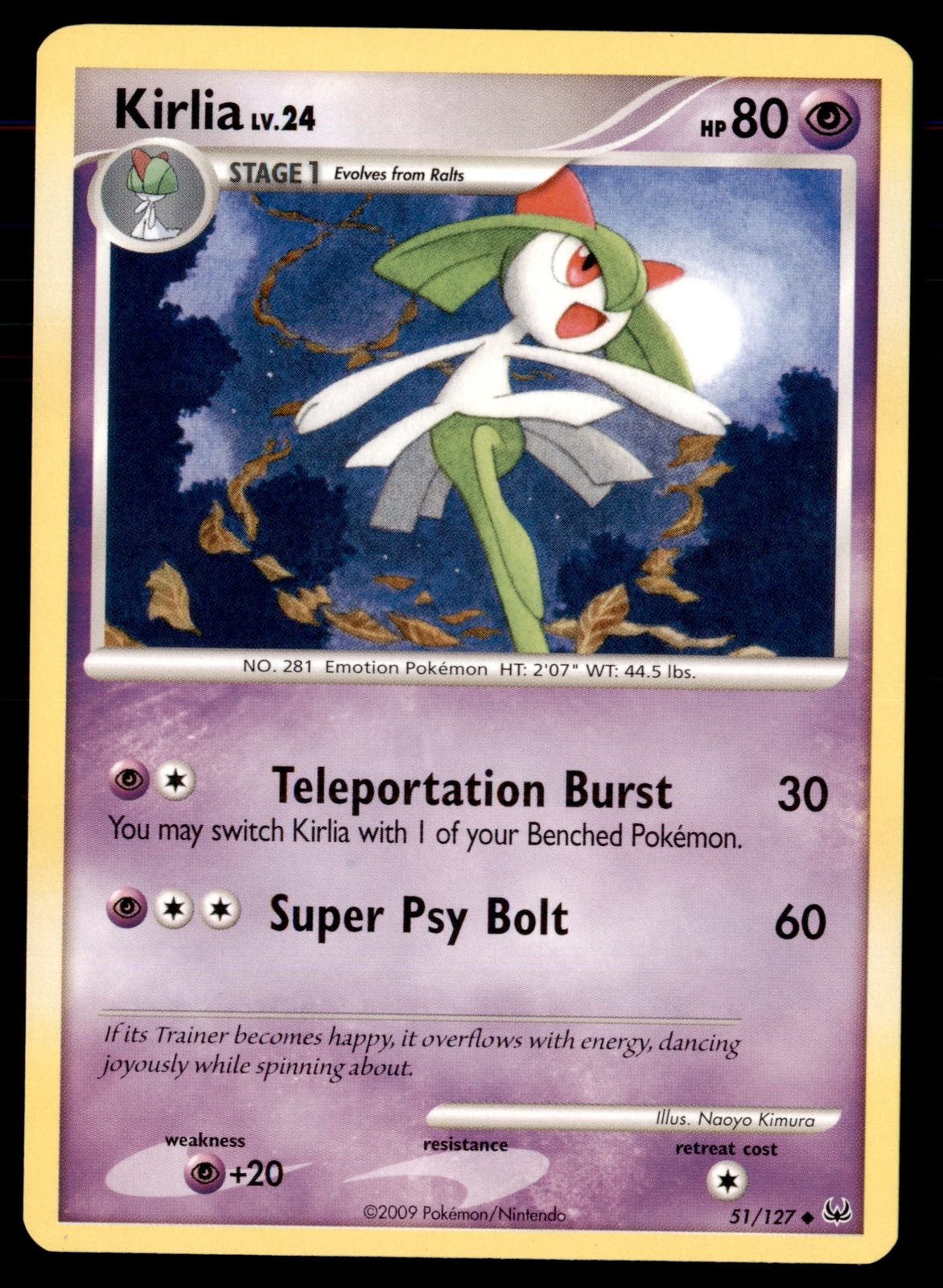 Pokemon Card Kirlia LV.24 Platinum 51/127 NEAR MINT Non-Holo Uncommon TCG!!!!!!!