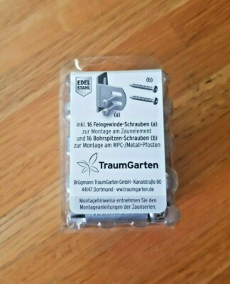 Traumgarten 2096 Edelstahl-Elementhalter f. Jumbo WPC/Alu-Design Squadra 8er Set