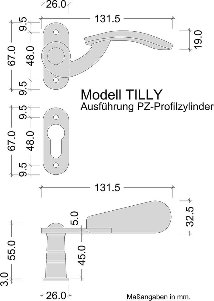 Drückergarnitur Türgriff oval Türbeschlag Schmiedeeisen Gartentor