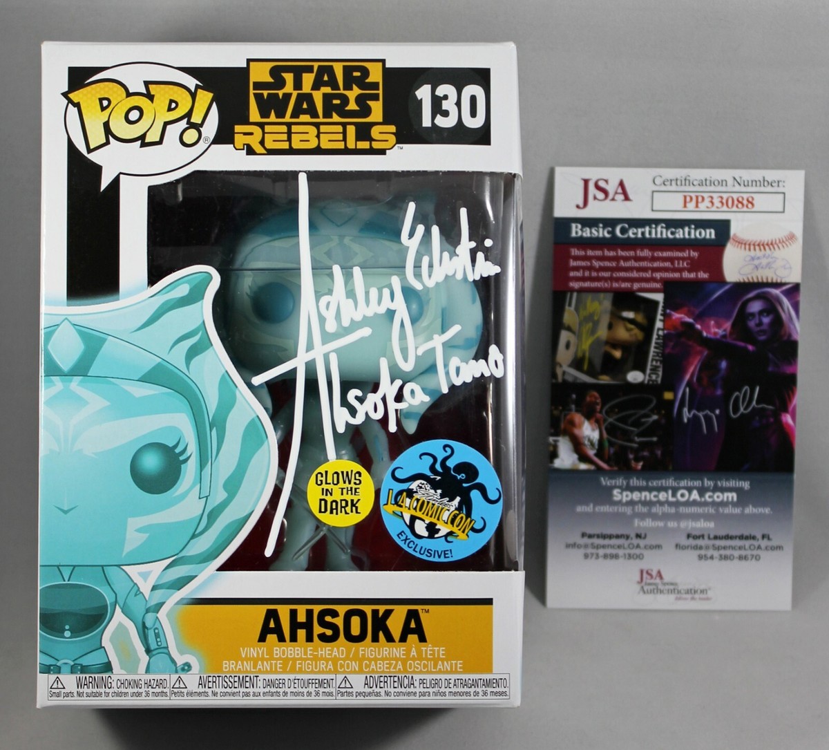ASHLEY ECKSTEIN SIGNED AHSOKA TANO FUNKO POP VINYL STAR WARS GITD