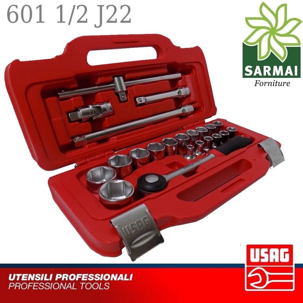 USAG 601 1/2 J22 CASSETTA SERIE CHIAVI A BUSSOLA ESAGONALI CON CRICCHETTO 1/2"