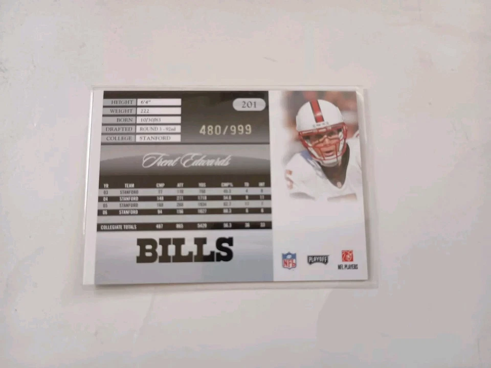 2007 Playoff Prestige Draft Picks Light Blue #201 Trent Edwards /999 Bills Card - Image 3 of 4