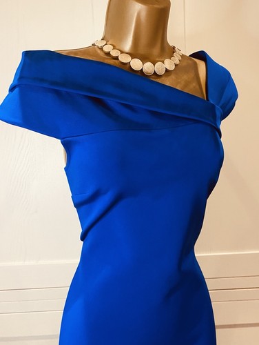Reiss UK 14 Colbalt Blue Stretchy Bodycon Sleeveless Knee Length Occasion Dress - Picture 8 of 24
