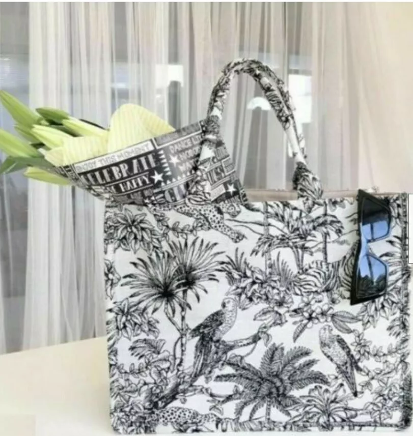 H&M Limited Edition Jacquard Animal Cotton Large Fabric Book Tote Handbag  Bag