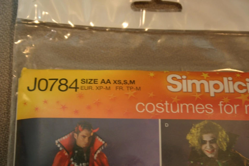 Mens New COSTUME Pattern UNCUT Simplicity XS S M Sewing Cape Devil Wizard Pirate - Image 2 of 4