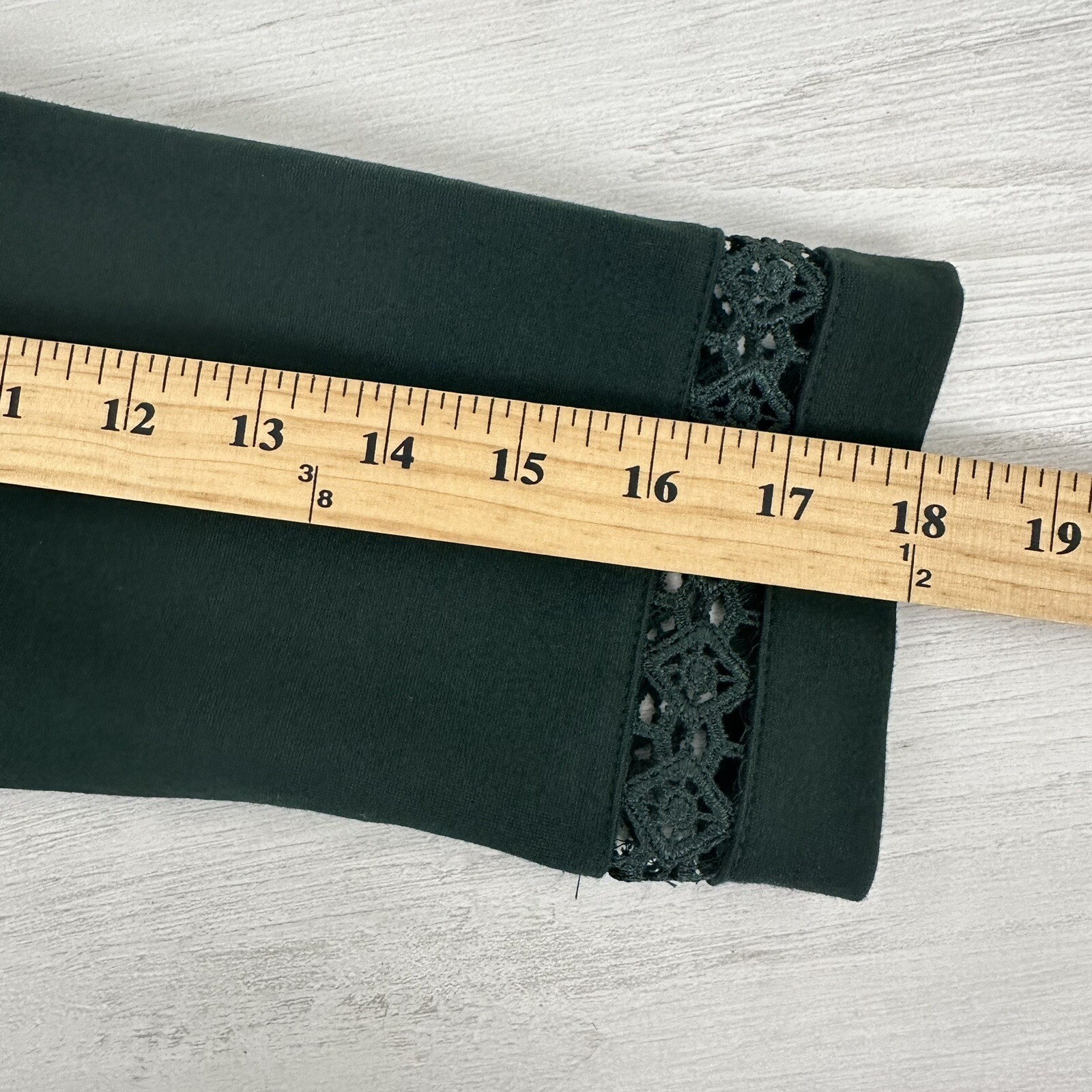 Talbots Sheath Dress Women 10 Green Crochet Neck 3/4 Sleeves Stretch