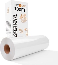 HTVRONT HTV Vinyl Rolls White Iron on Vinyl - 12" x 100ft HTV Vinyl for Shirts