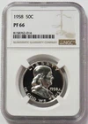1958 USA PROOF FRANKLIN HALF DOLLAR 50C COIN NGC PF 66