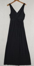 Loft Maxi Dress Womens Medium Knit Sleeveless Criss Cross Pleated Minimalist