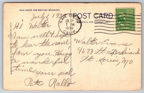 Summit Of Mount Helix, San Diego, California, Vintage Post Card - Picture 2 of 2