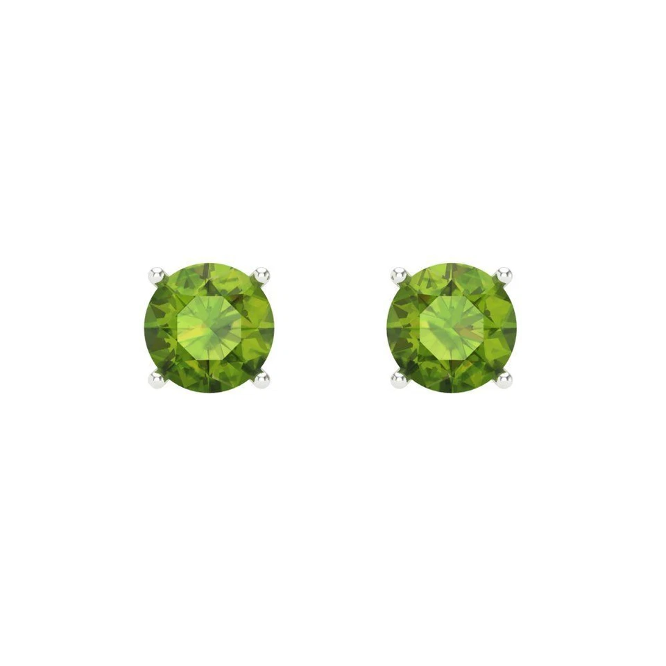 Peridot Stud Earrings for Women, Screw back (0.5 cttw, 4.0mm, Round-Cut) - Image 3 of 4