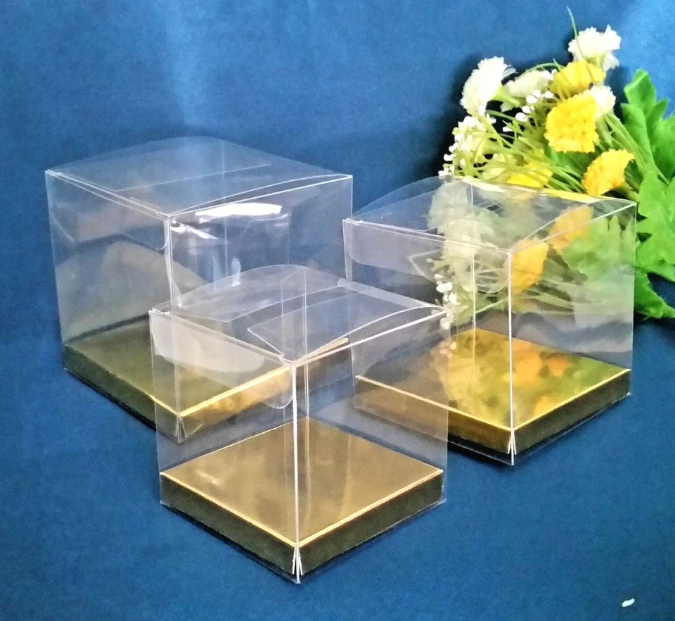 25 Clear PVC Boxes Favor Party Gift 5 6 7 8 9 10 cm Silver/Gold/No Base 14 sizes - image 4 of 4