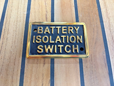 Messing Batterie Trennschalter Schild Boot Schmalboot Fluss Sicherheit STIL 2