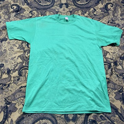 Vtg Jerzees Green Blank Essential Shirt Mens Size L