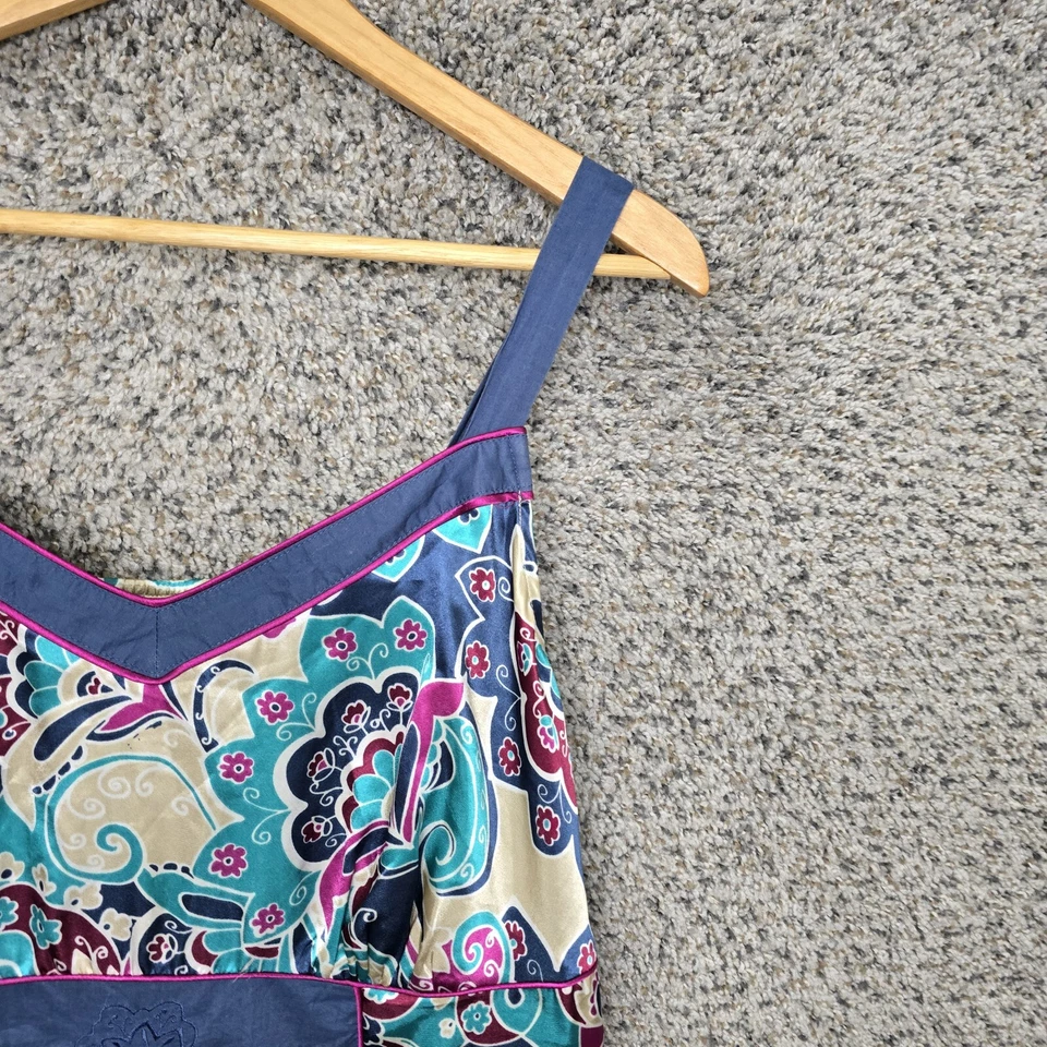 Blusa Lane Bryant Top Mujer Plus 18 Azul Satinado Sin Mangas Cremallera Informal Damas Foto 2 de 4