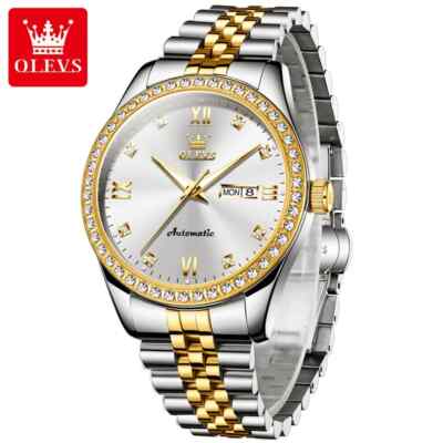 OLEVS Stainless Steel Calendar Waterproof Automatic Mechanical Watch for Man