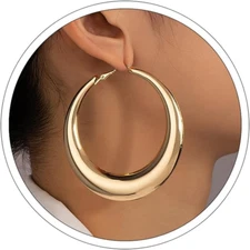 Large Gold Hoop Earrings Lightweight Chunky Gold Earrings for Women Silver Chunk
