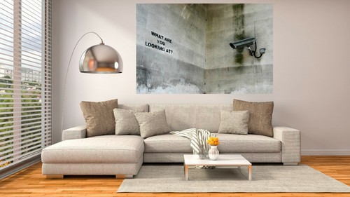 BANKSY CCTV WHAT ARE LOOKING AT - DEEP FRAMED CANVAS WALL ART GRAFFITI PRINT - Picture 3 of 3
