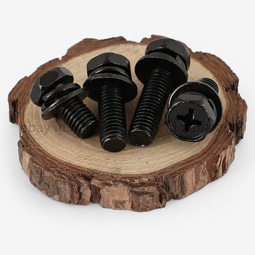 Black 304 Stainless Steel Phillips Hex Bolt With Flat Spring Washers Assemblies - Picture 4 of 12