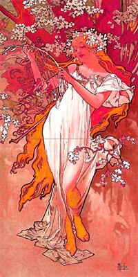Alphonse Mucha Spring 1896 Art Mural Ceramic Backsplash Tile | eBay