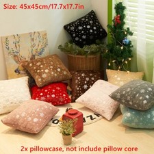 2X Fur Plush Pillowcases Snowflake Cushion Throw Cover Case Christmas Decor