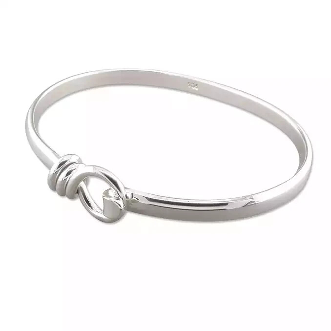 Solid Noose Hook Bangle Sterling Silver 925 Hallmarked British