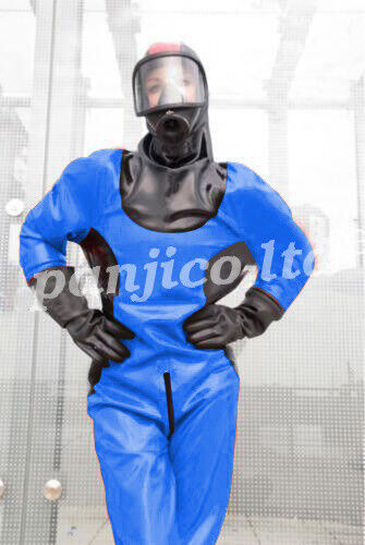 Dark Blue Astronaut Uniform Latex Rubber Rubber Bodysuit Catsuit Size:XXS-XXL - Picture 1 of 1