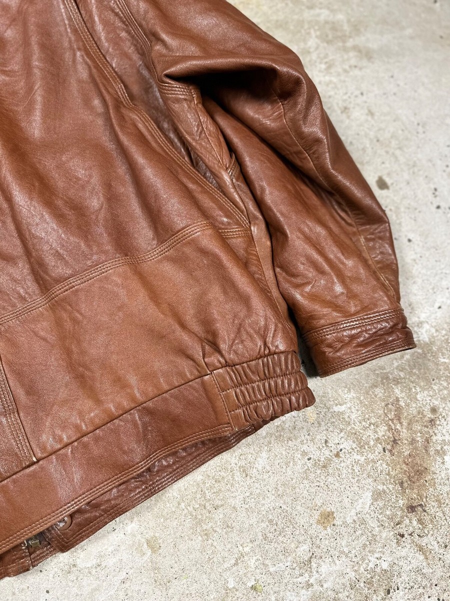 Vintage 90s Brown Utility Leather Bomber Jacket Boxy archive Vintage 90s Brown Utility Leather Bomber Jacket Boxy archive