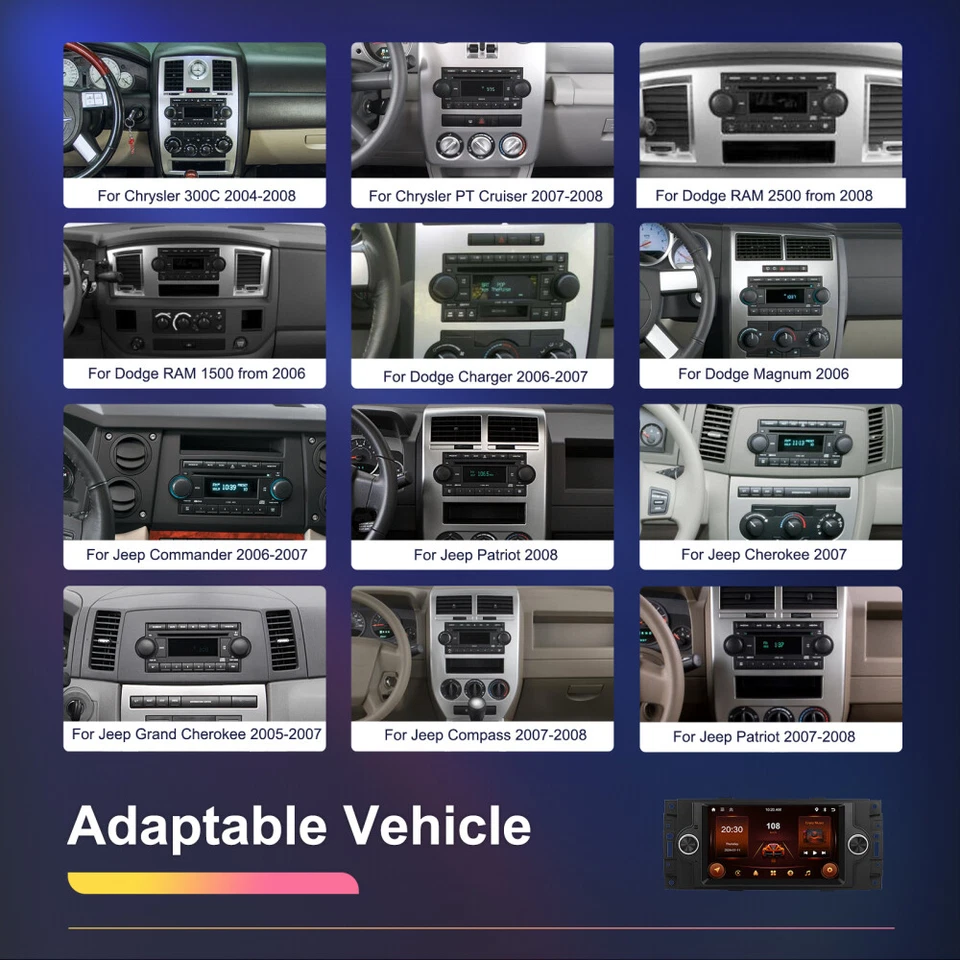 Android CarPlay Radio Für Chrysler 300 Dodge Ram Dakota Jeep Grand Cherokee +Cam - Bild 3 von 4