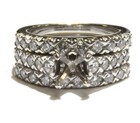 14k white gold 1.50ct semi mount diamond engagement ring 2 wedding bands 10.9g 6 — photo 1