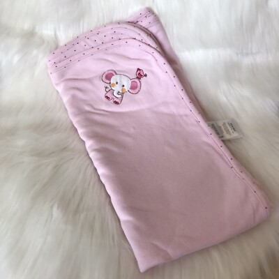 Absorba Baby Blanket Lovey 100% Cotton Pink Bird Elephant Pin Dots Security Rare