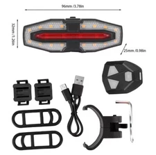 Scooter Lámpara trasera de señal de giro, recargable por USB, resistente al agua