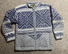 VINTAGE Artesanias RAIMI 100 Wool FULL ZIP Cardigan Sweater One Size 38 Chest