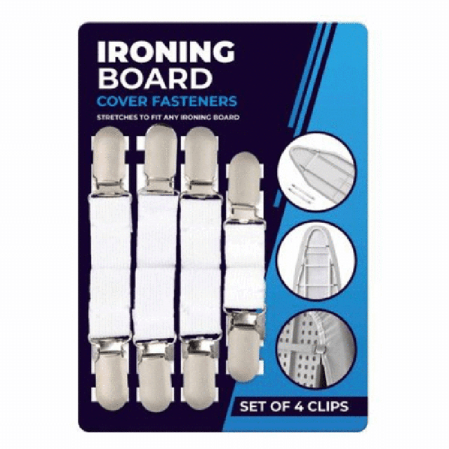 Set of 4 Ironing Board Cover Fasteners Clips Elastic Brace Straps
