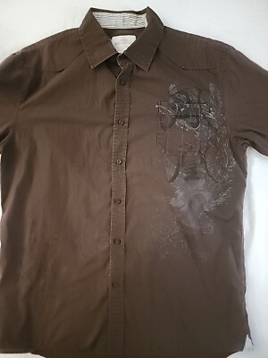 Route 66 Men's Button Down Shirt Large Brown