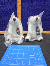 Vintage - 1993 Coca Cola 6 " Plush White Polar Bear w/ Coke Bottle, Lot Of 2