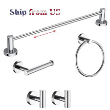 5 Pcs Adjustable Bathroom Hardware Set Stainless Steel Towel Bar Racks Hooks