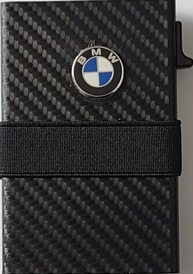 BMW  Carbon Fiber 3d Logo Minimalist Pop Up Wallet RFID  With Cash Band