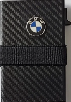 BMW  Carbon Fiber 3d Logo Minimalist Pop Up Wallet RFID  With Cash Band - Photo 1/2