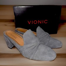 Vionic Plaza Presley Mules Sz 7M Charcoal In Original Box EC