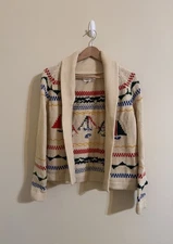 The Great. The Sailboat Lodge Cardigan Sweater Knit Cream 1 Small