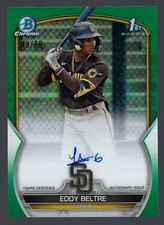 2023 Bowman Chrome Eddy Beltre 1st Green Refractor Auto /99 CPA-EB Padres RC