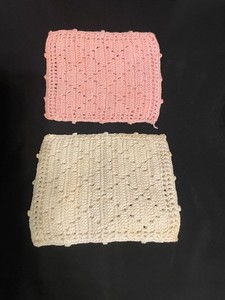 2 Vintage/Antique Hand Crocheted Pot Holders 1 Pink 1 White