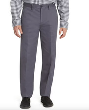 LANDS END Flat Front Charcoal Gray Cotton Chino PANTS W 34-40 I 30-32 NWT