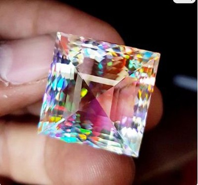 Certified 100 Ct+ Natural Rainbow Color Princess Cut Mystic Topaz Loose Gemstone