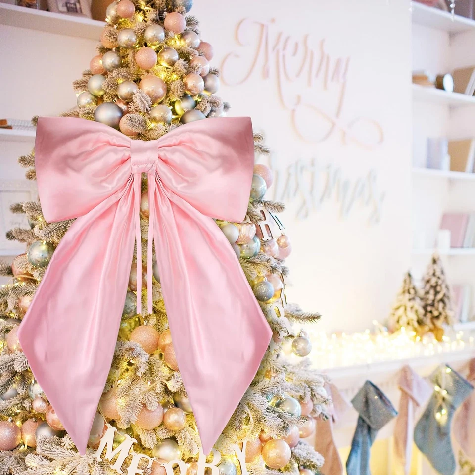 Arco gigante rosa coche 28 pulgadas satinado gigante Bownot para regalo arco grande de Navidad para C Foto 4 de 4