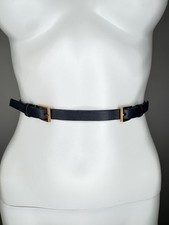 Prada Skinny Belt Size S M Black Leather Rose Gold Hardware