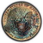 1997 1 oz Silver American Eagle - Neon Rainbow Toning - BU - SKU-E3491